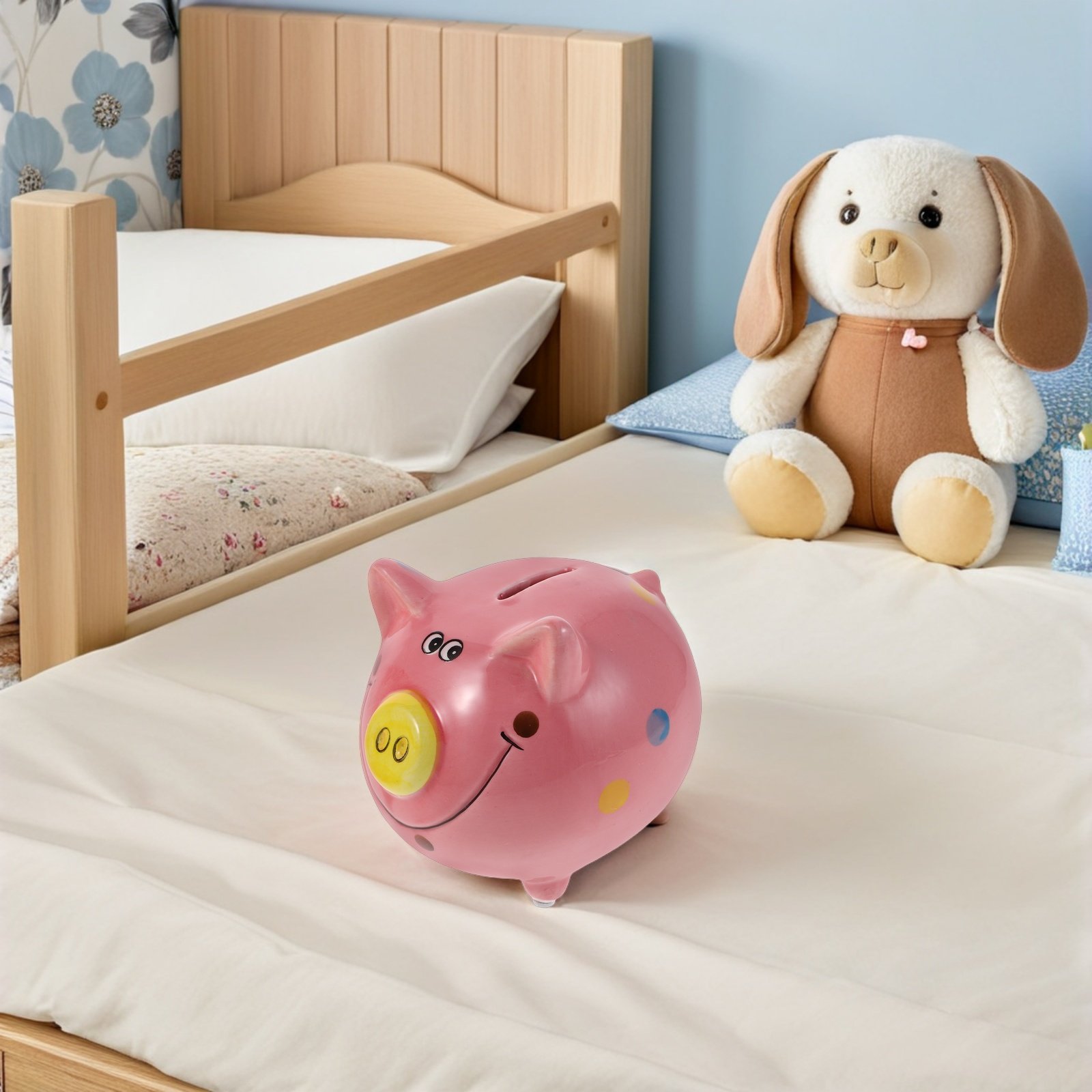 Kids Education Savings - 2Pcs Vibrant Pig-Shaped Ceramic Money Bank