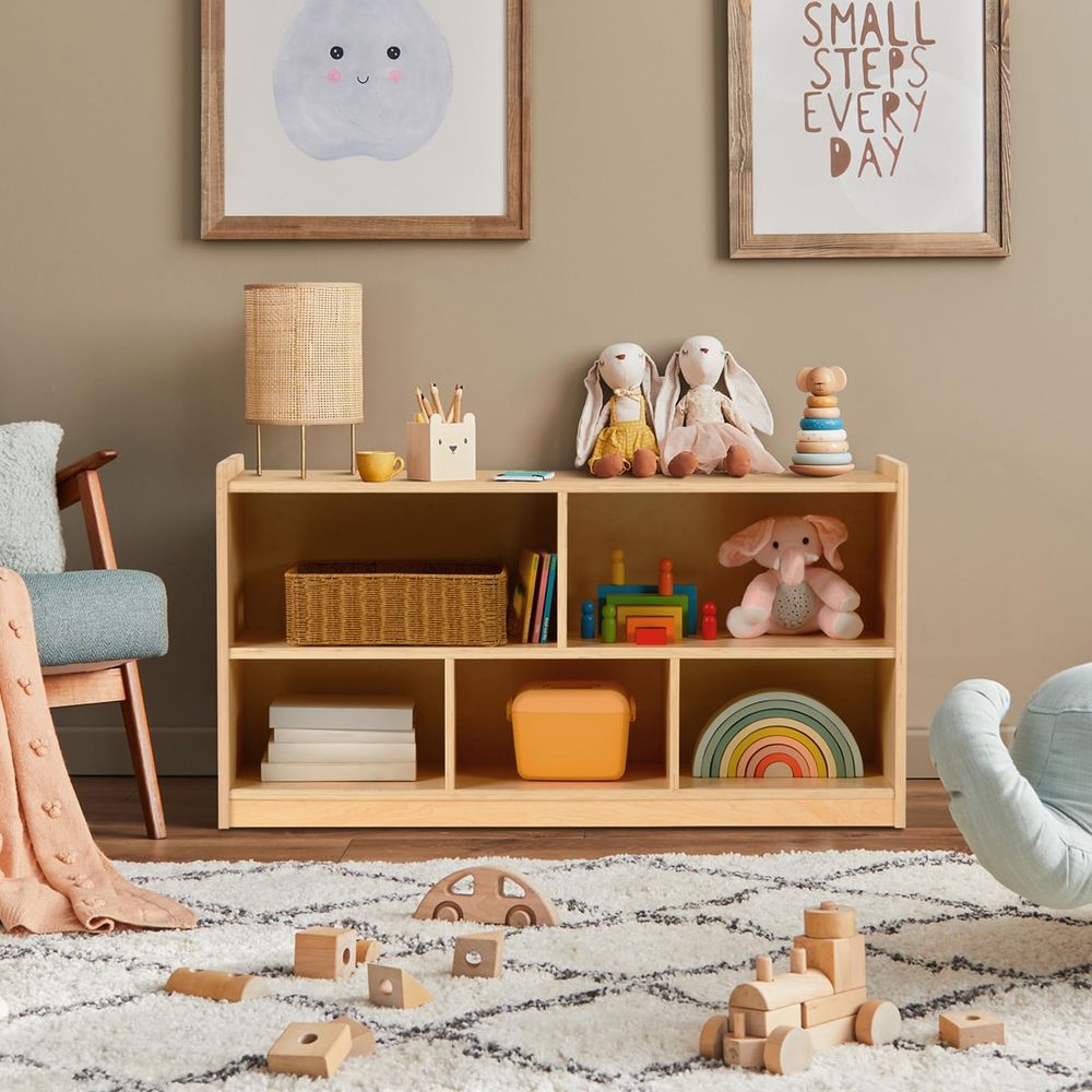 Montessori Shelf Toy - Montessori Shelf 5Section Wooden Storage Cabinet,