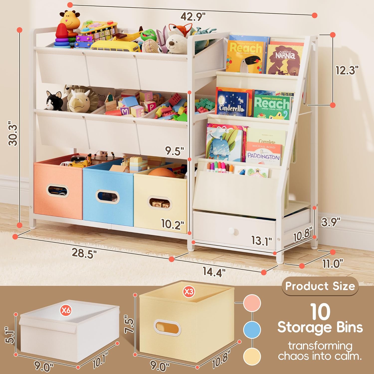 Toy Storage Organizer with 3 B - Montessori Shelf Toy 评论和价格
