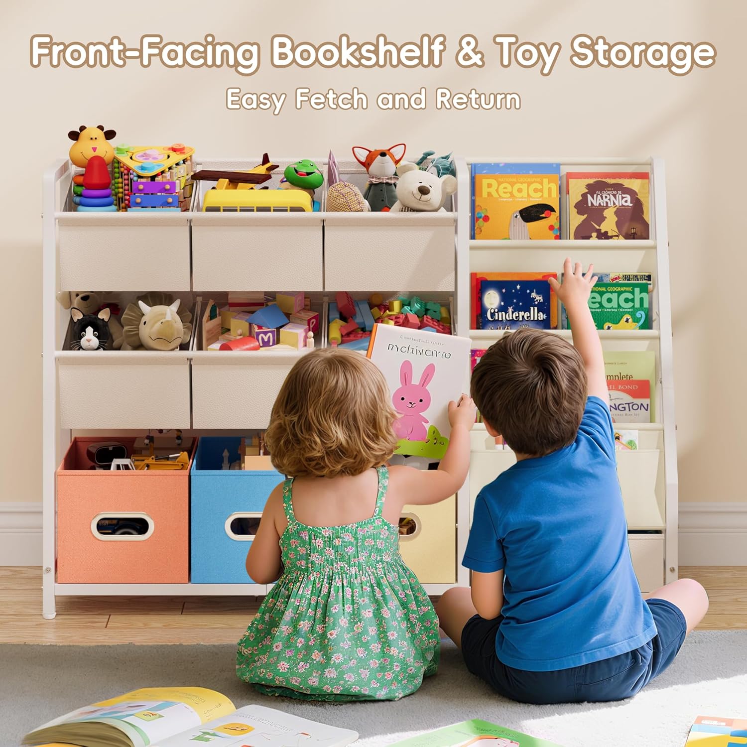 Toy Storage Organizer with 3 B - Montessori Shelf Toy 评论和价格