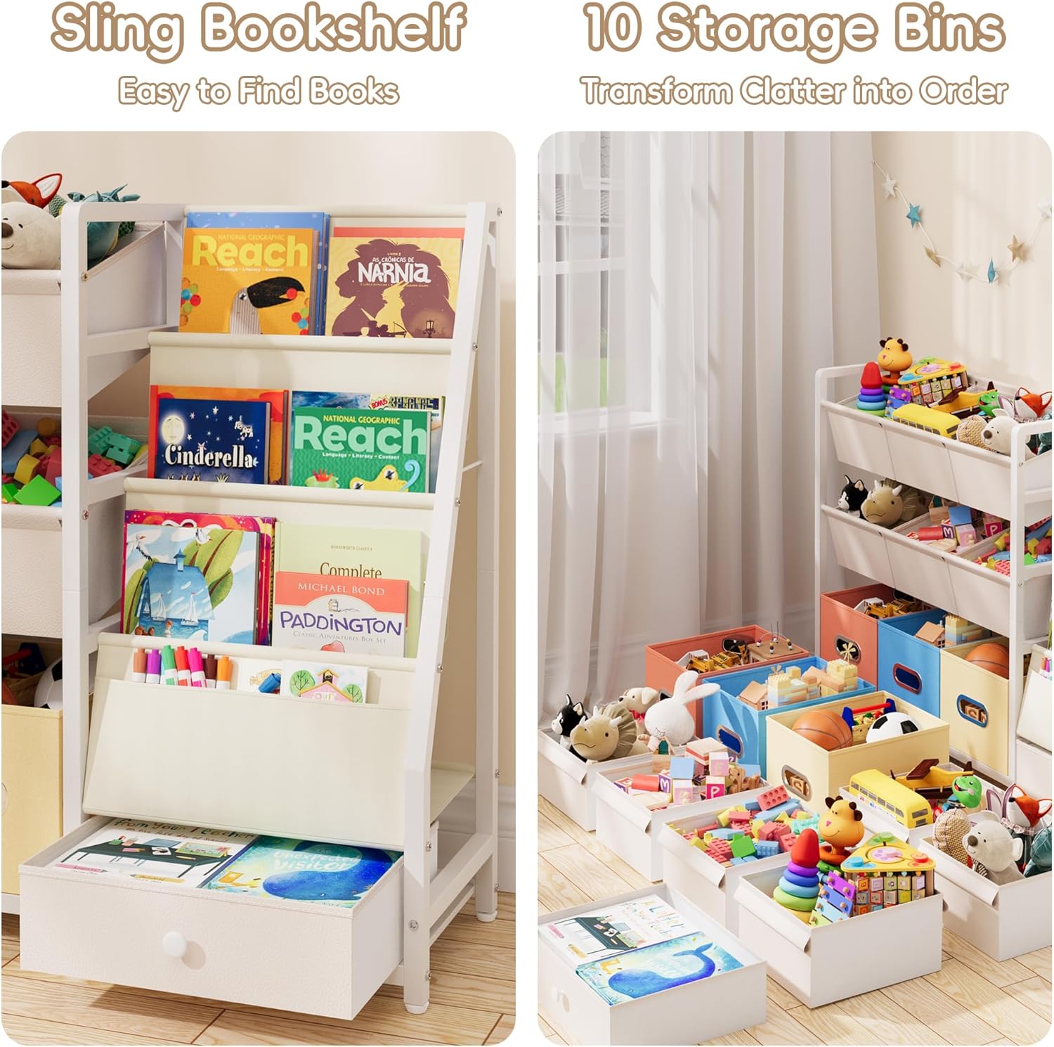 Toy Storage Organizer with 3 B - Montessori Shelf Toy 评论和价格
