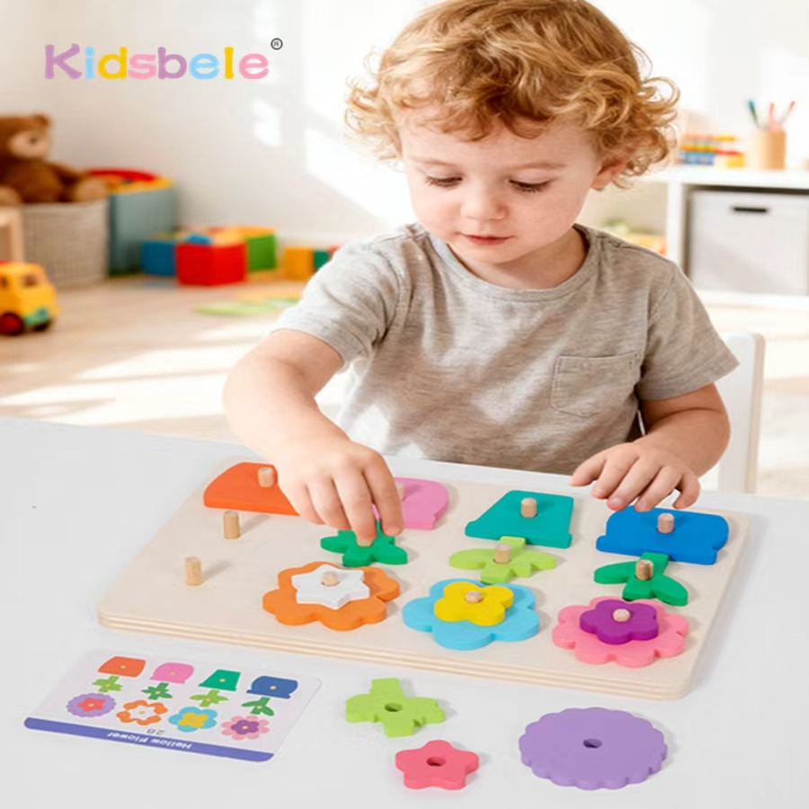 Montessori DIY Wooden Flower P - Kids Education Card 评论和价格