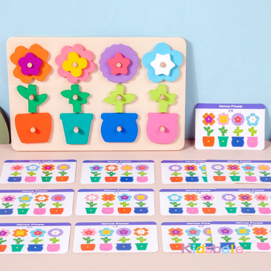 Montessori DIY Wooden Flower P - Kids Education Card 评论和价格