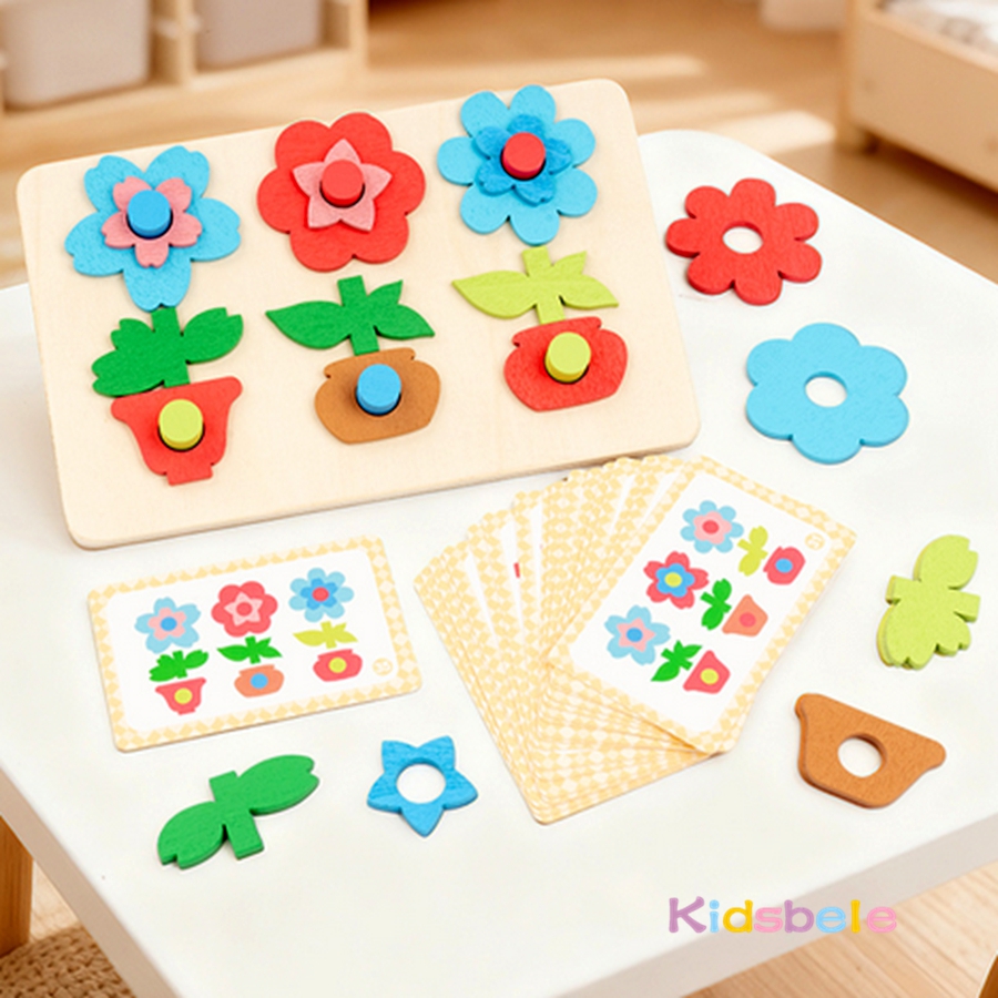 Montessori DIY Wooden Flower P - Kids Education Card 评论和价格