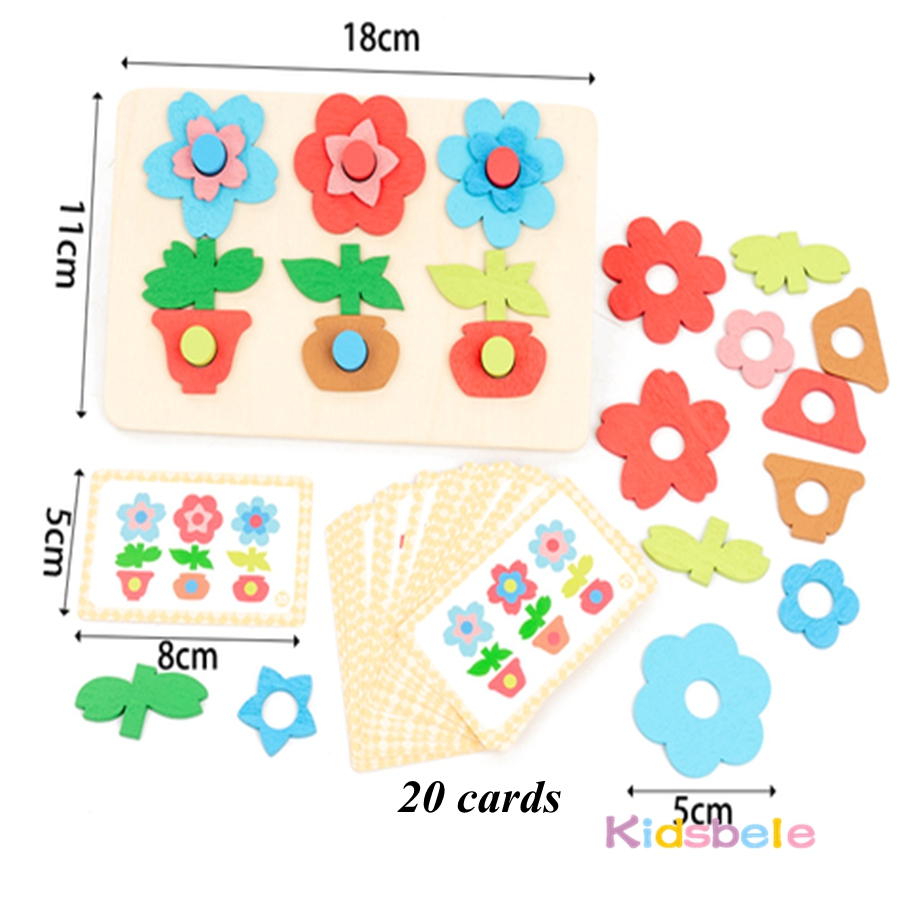 Montessori DIY Wooden Flower P - Kids Education Card 评论和价格