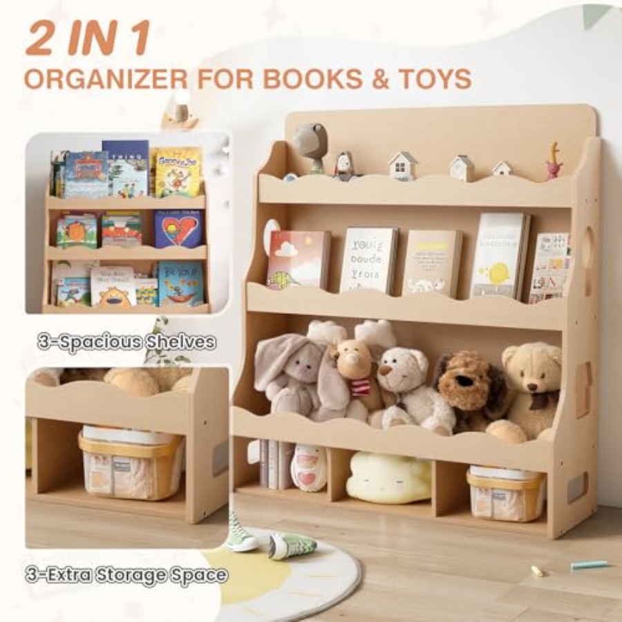 4-Tier Book Shelf Wooden Toddl - Montessori Shelf Toy 评论和价格