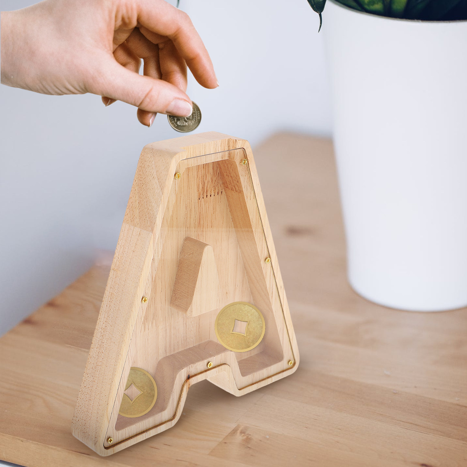 Alphabet Shaped Wooden Money B - Kids Education Savings 评论和价格