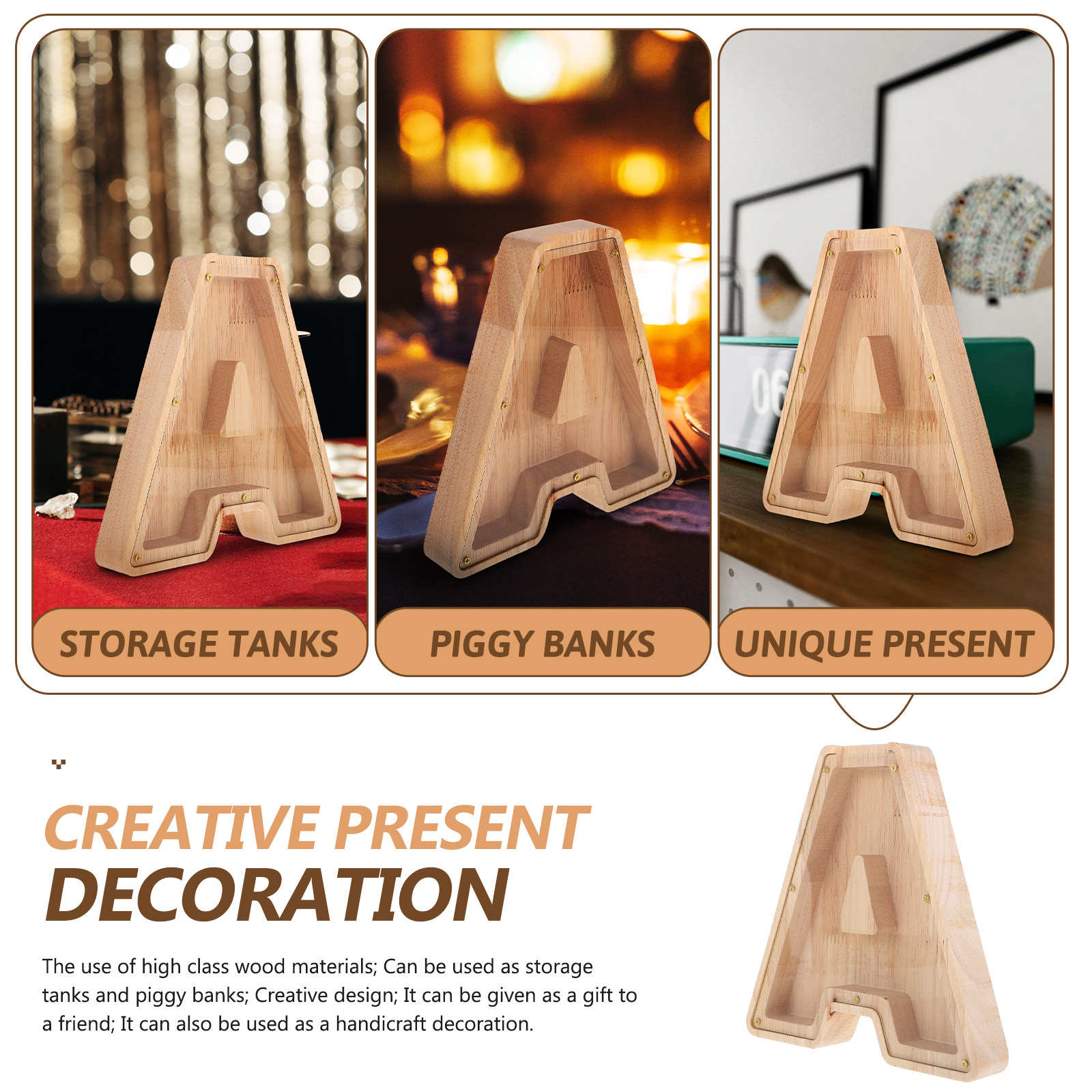 Alphabet Shaped Wooden Money B - Kids Education Savings 评论和价格