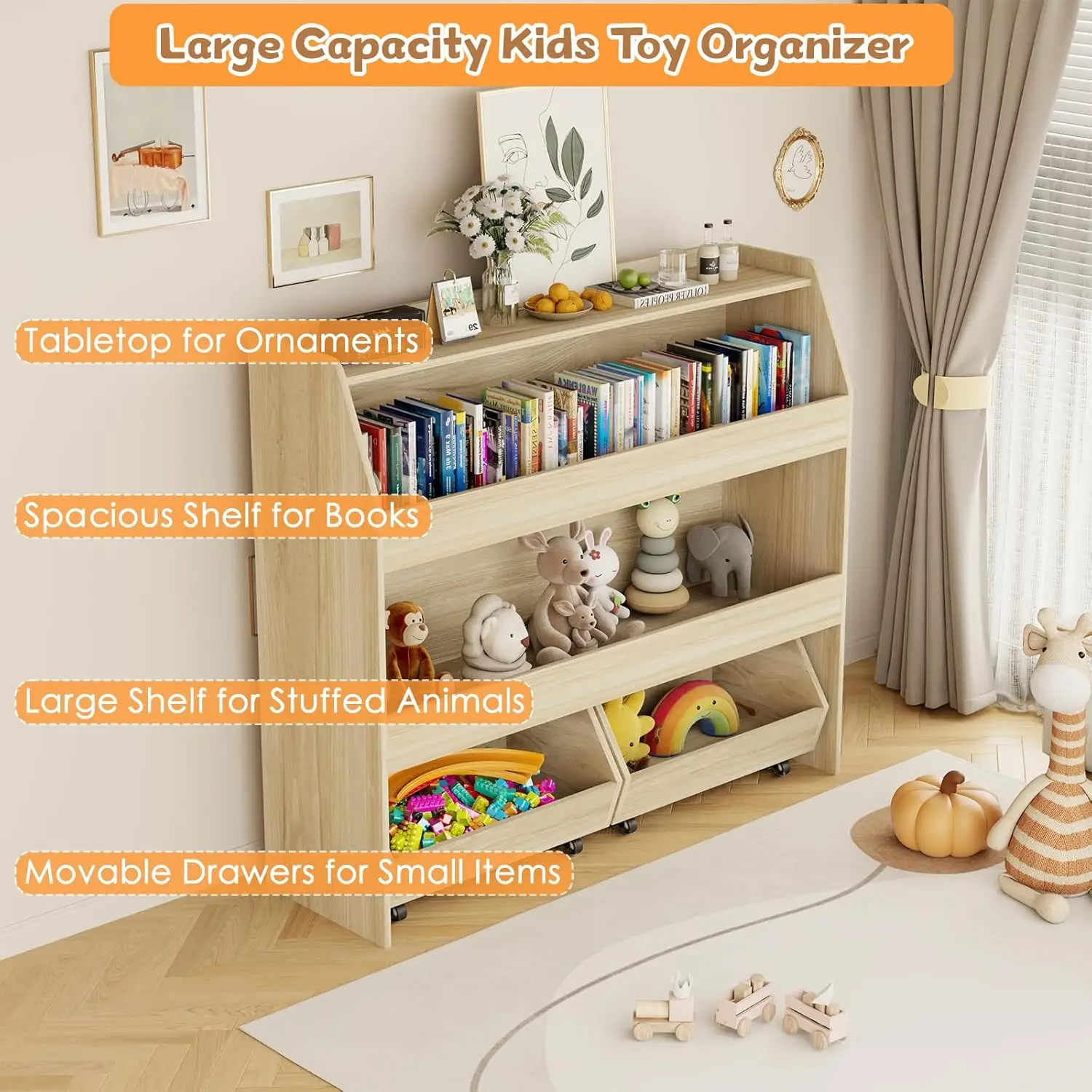Toy Storage Organizer, 3 Tier  - Montessori Shelf Toy 评论和价格