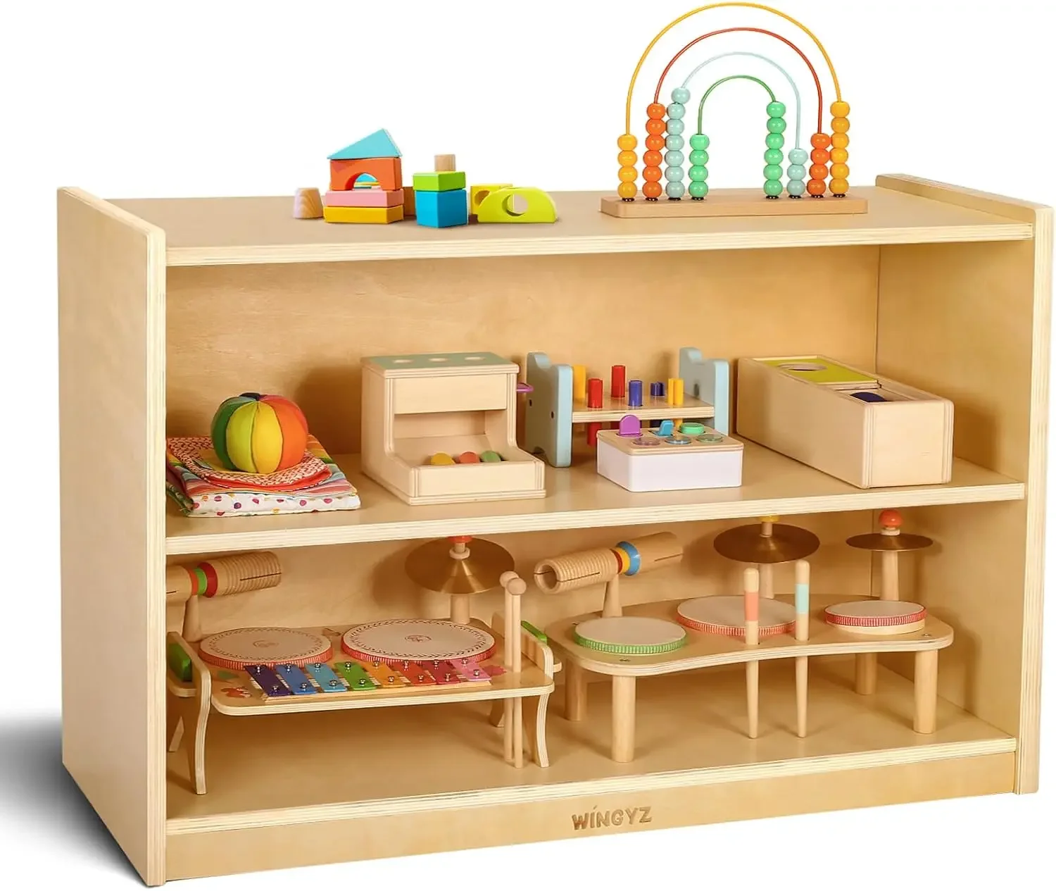 Wooden Storage Cabinet, 2-Tier - Montessori Shelf Toy 评论和价格