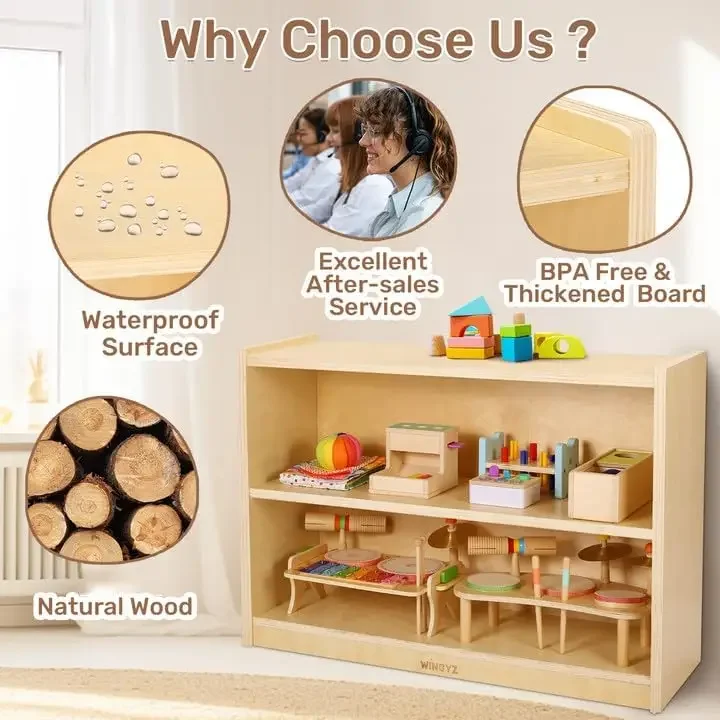 Wooden Storage Cabinet, 2-Tier - Montessori Shelf Toy 评论和价格