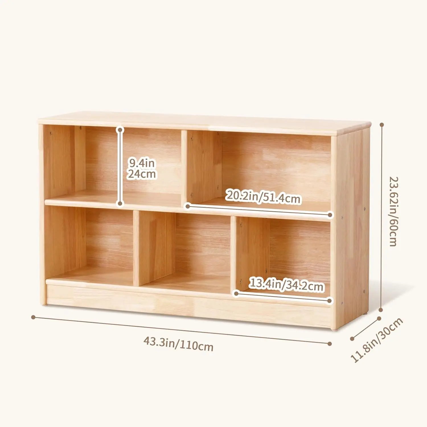 Rubber Wood 5-Compartment Mont - Montessori Shelf Toy 评论和价格