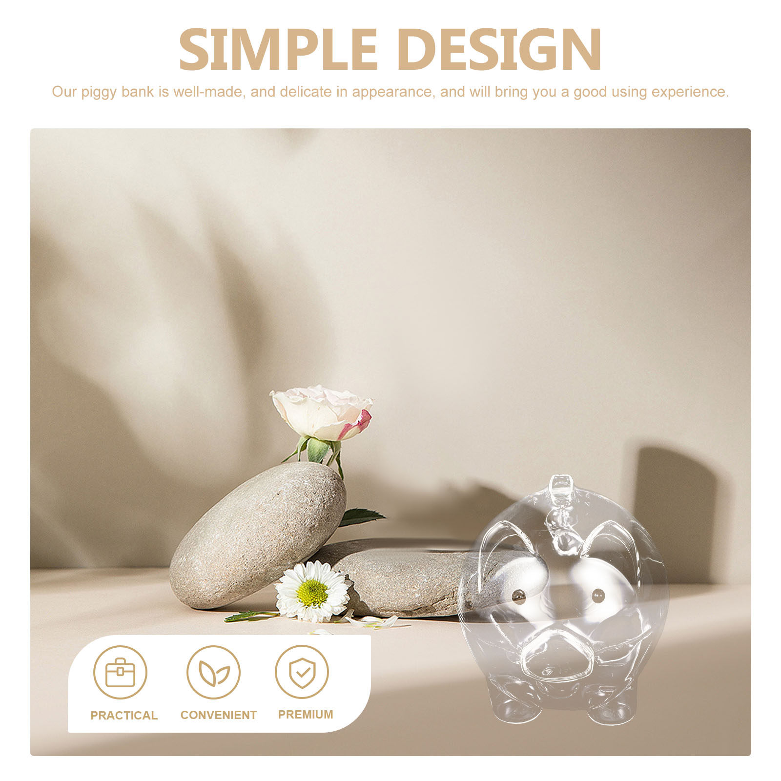 Clear Glass Piggy Bank Pig Sha - Kids Education Savings 评论和价格