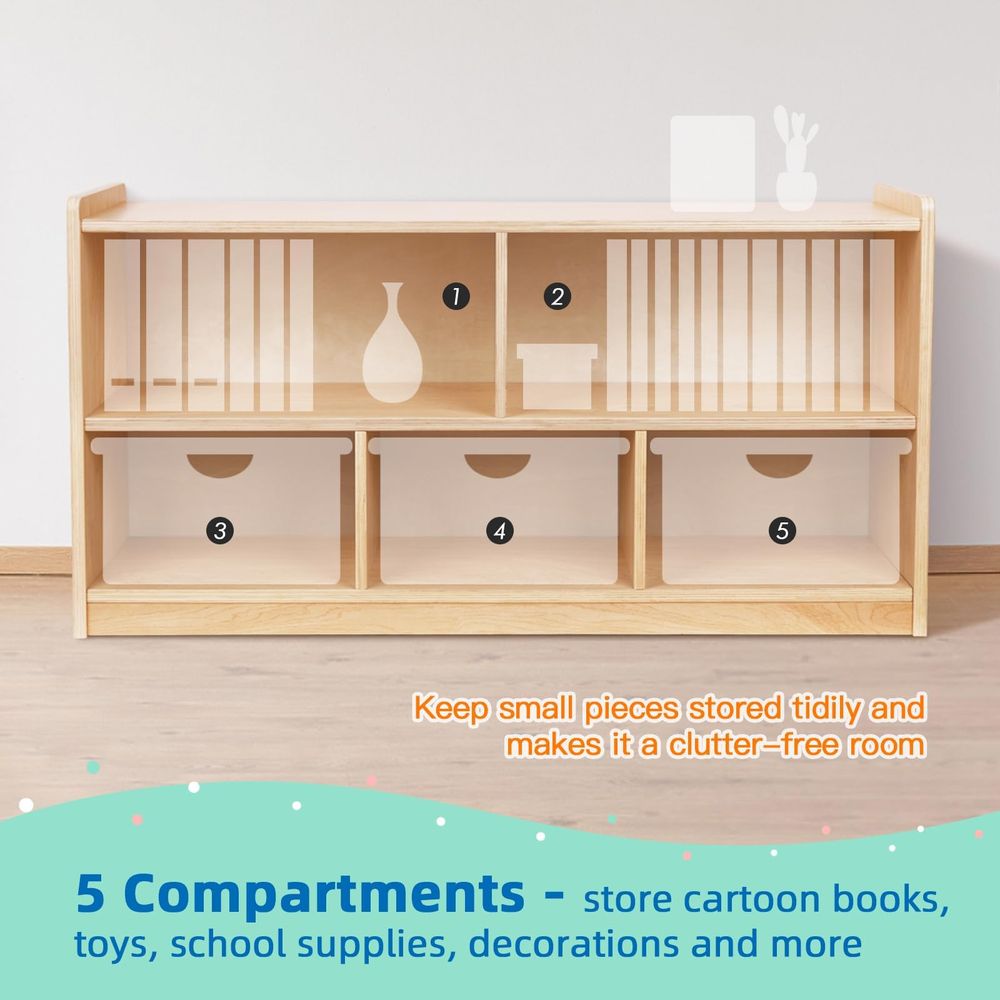 Montessori Shelf 5Section Wood - Montessori Shelf Toy 评论和价格