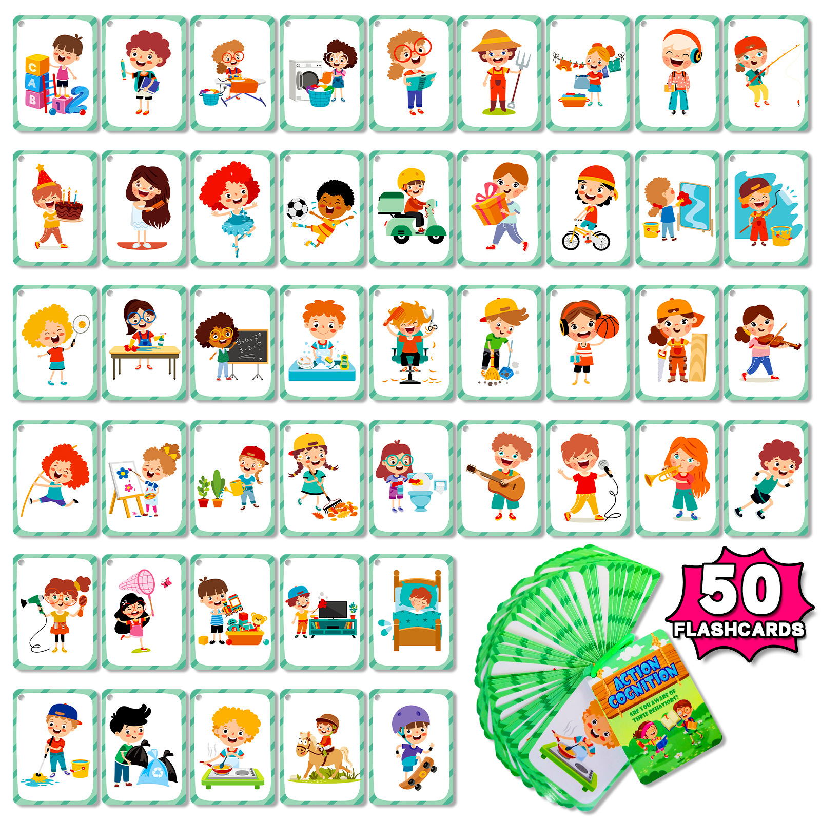 50Pcs/Set Cognition Learning C - Kids Education Card 评论和价格
